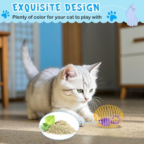 Jecery 5 Pcs Cat Toys Spring,Catnip Rats,Multicolor - Image 5