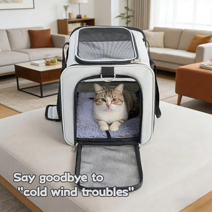 YUNIQUE Soft-Sided Cat & Dog Carrier for Pets Up to 15 Lbs, Airline Approved Collapsible Travel Puppy Carrier with Lightweight Fabric Design (lightgrey) - Image 4