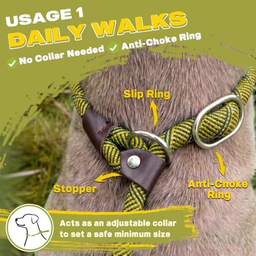 Fida Durable Slip Lead Dog Leash, 6 FT x 1/2" Dog Training Leash, Yellow - Image 4