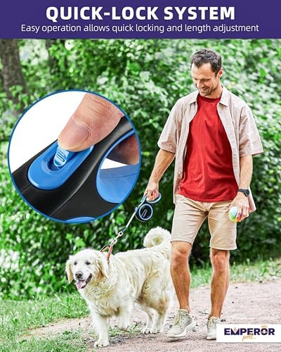 Emperor Pets Retractable Dog Leash, 26 ft, Up to 110lbs, Blue -BL26 - Image 3