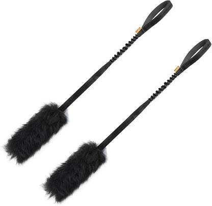 HOWGO Dog Rope,Dog Bungee Chaser 100% Sheepskin,Sheep Smell Tug for All Breeds(Black, Long Without Ball 2Pack)