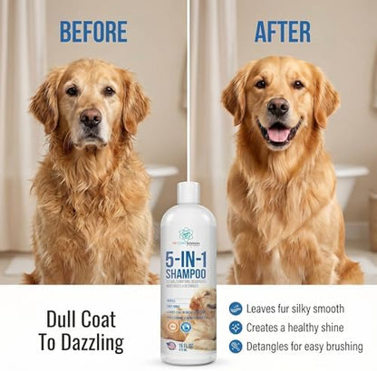 16 floz 5 in 1 Dog Shampoo for Itchy Skin - Sensitive Skin Dog Shampoo for Smelly Dogs - Dog Shampoos & Conditioners - Made in The USA - Image 3