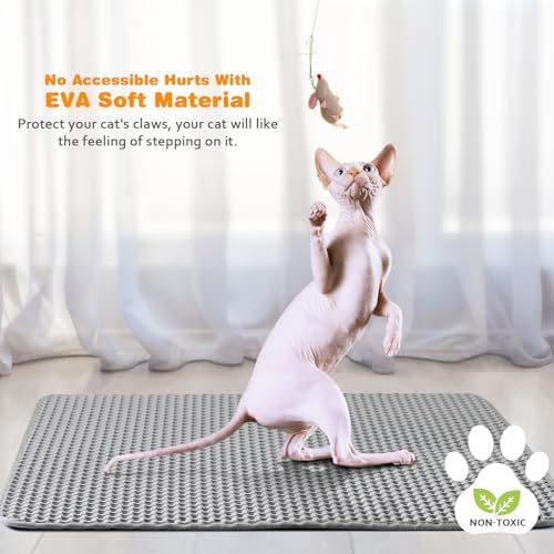 Cat Litter Mat 18"x24",Double Layer EVA litterbox Mat, Gray - Image 6