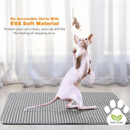 Cat Litter Mat 16"x20",Double Layer EVA litterbox Mat, Gray - Image 6