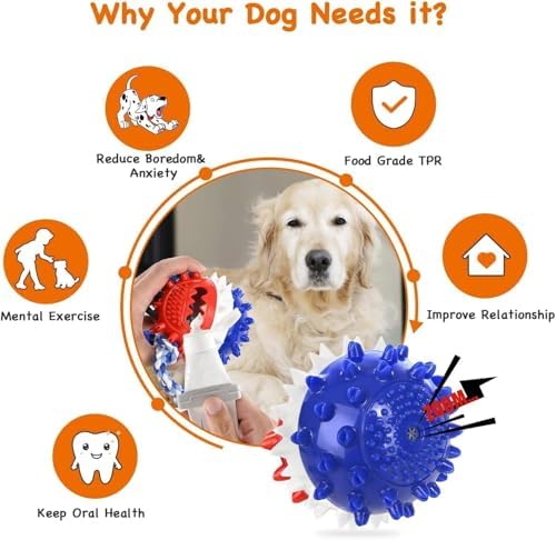 Suction Cup Dog Toy for Aggressive Chewers，Dog Rope Ball Interactive Tug of War Toy, Puppy Tug Toy Squeaky Ball Puzzle Toys for Teeth Cleaning Toys for Small Medium Large Dog - Image 2