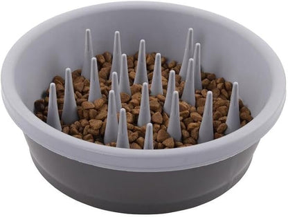 Dexas Slow Feeder Dog Bowl for Healthier Digestion, Teeth and Gums, 6 Cup Capacity, Gray