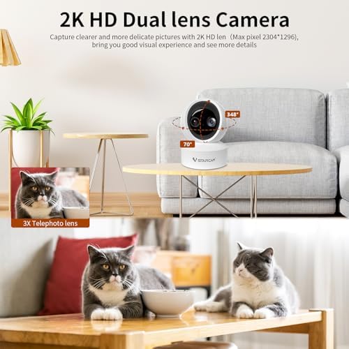 VSTARCAM 2K HD Pet Camera with Phone App, Indoor Camera for Home Night Vision, 2-Way Audio, Motion Detection, 2.4G WiFi Dual Monitor, 7/24 Recording, Cloud/SD Card Storage - Image 3