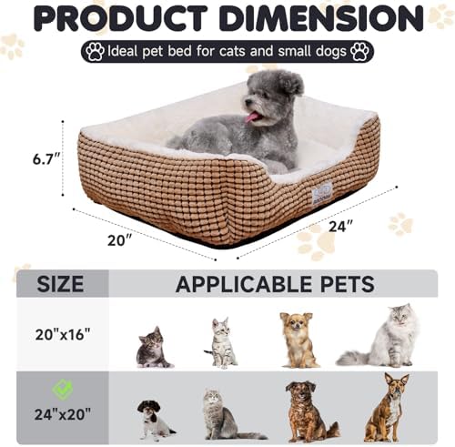 Dog Beds for Small Medium Dogs Washable, Calming Dog Bed Small Size Dog, Orthopedic Dog Bed, Warming Soft Calming Sleeping Puppy Bed Durable Pet Bed with Anti-Slip Bottom (25 inch, Coffee) - Image 5