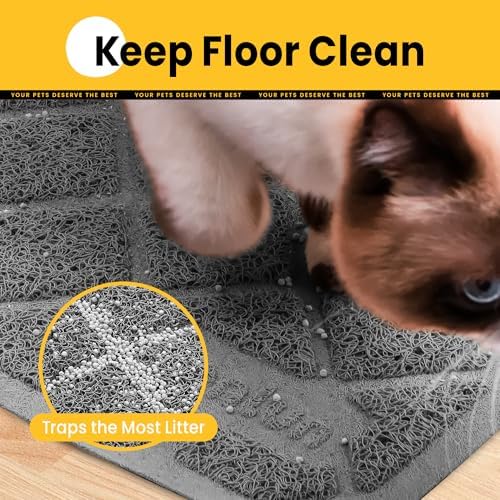 Conlun Cat Litter Mat Litter Trapping Mat, 30" x 20" Premium Durable PVC Grid Mesh with Scatter Control, Non-slip, Less Waste Cat Litter Box Mat, Soft on Kitty’s Paws, Urine Waterproof - Image 3