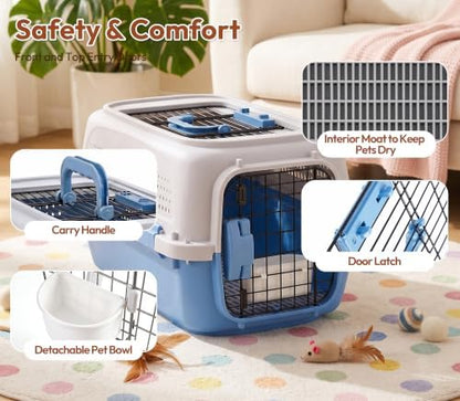Dog & Cat Hard Carrier, 23IN Two-Door Plastic Pet Kennel with Ventilation - Image 4