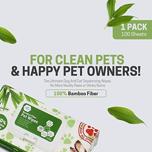 MED PRIDE Bamboo Fiber Dog Wipes 8x8 in,Aloe Vera & Vitamin E,100 Count - Image 6