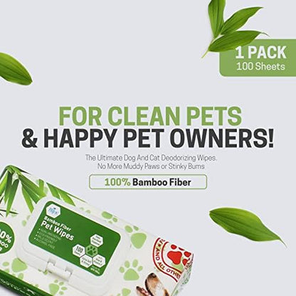 MED PRIDE Bamboo Fiber Dog Wipes 8x8 in,Aloe Vera & Vitamin E,100 Count - Image 6