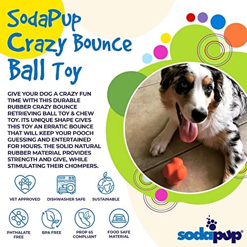 SodaPup Crazy Bounce – Durable Dog Ball Toy & Chew Toy Made in USA from Non-Toxic, Pet-Safe, Food Safe Natural Rubber Material for Bonding, Mental & Physical Exercise, Problem Chewing, & More - Image 4