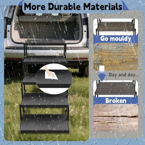 Dog Steps for Car & SUV – 5-Step Foldable Pet Stairs for Large Dogs, Non-Slip Heavy-Duty Plastic Dog Stairs, Lightweight & Portable Vehicle Access, Great Alternative to Pet Ramp for Truck - Image 5