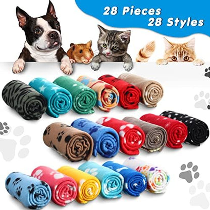Chumia 28 Pcs Puppy Blanket Bulk Fleece Dog Blanket, 24x28 Inch, 28 Styles - Image 3