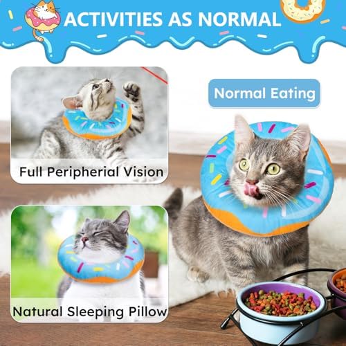 Hpetppy Cat Cone Collar Soft, Cat Recovery Collar for Wound Healing Cute Cat Donut Adjustable Cat Cones to Stop Licking Comfortable Lightweight Neck Elizabethan Collars for Cats Kittens After Surgery - Image 3