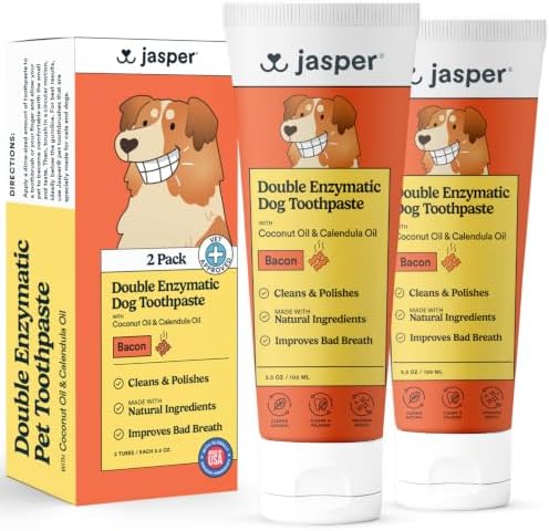 Jasper Dog Toothpaste Double Enzymatic, Bacon Flavor 3.5oz 2-Pack by OralWellnessforPets