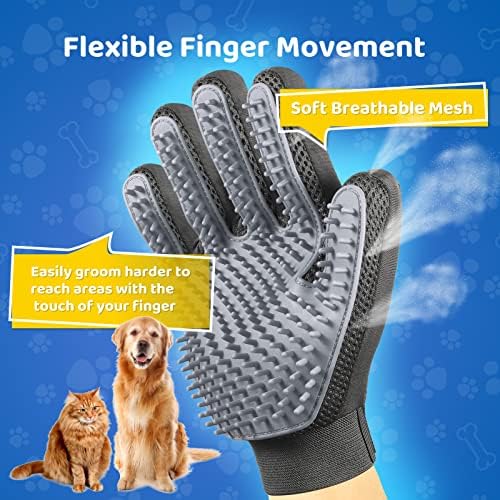 Pet Hair Removal Glove with 255 Silicone Tips for Dogs & Cats, 1 Pair Gray - Image 5