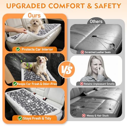 Backseat Dog Bed Mat for Car, Non-Slip Scratch-Resistant Dog Car Seat Cover, Soft Thick Pet Travel Cushion, Washable Back Seat Protector Blanket for Cars SUVs Trucks, 53 x 24 Inches - Image 3