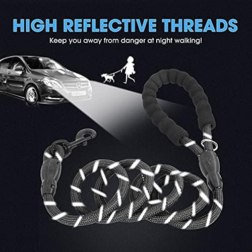 BAAPET 2/4/5/6 FT Dog Leash with Comfortable Padded Handle and Highly Reflective Threads for Small Medium and Large Dogs (4FT-1/2'', Black) - Image 4