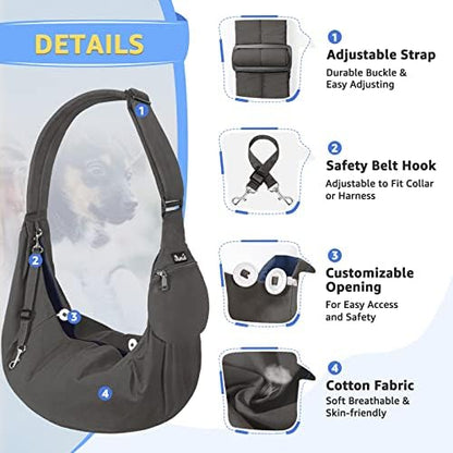 SlowTon Dog Carrier Sling - Thick Padded Shoulder Strap Adjustable, Grey S - Image 2