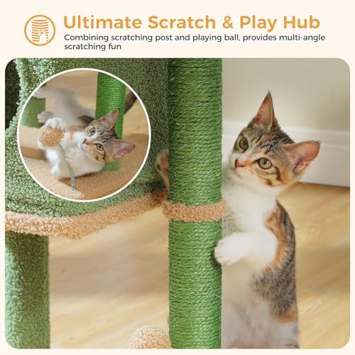 PAWZ Road 26”Cat Tower Cactus Cat Tree for Small Space - Image 4