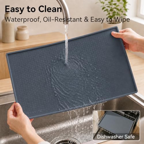 Extra Large Dog Food Mat, Food-Grade Silicone Mat, 24x16, Gray - Image 6