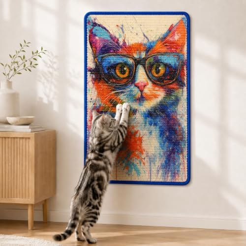 Art Sisal Cat Scratcher Mat, Cat Wall Scratchers for Indoor Cats by LESISSMER