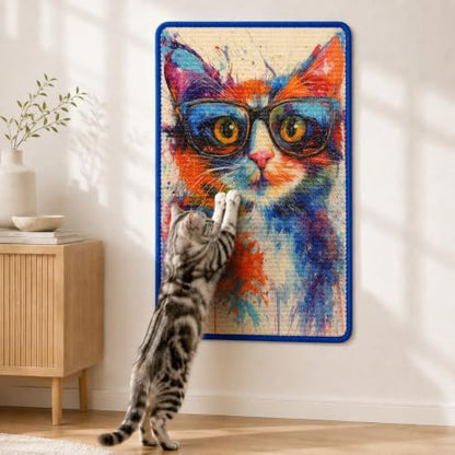 Art Sisal Cat Scratcher Mat, Cat Wall Scratchers for Indoor Cats by LESISSMER