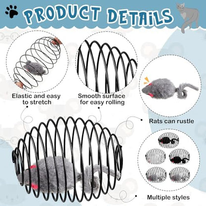 Jecery 5 Pcs Cat Toys Spring,Mouse,Black - Image 3