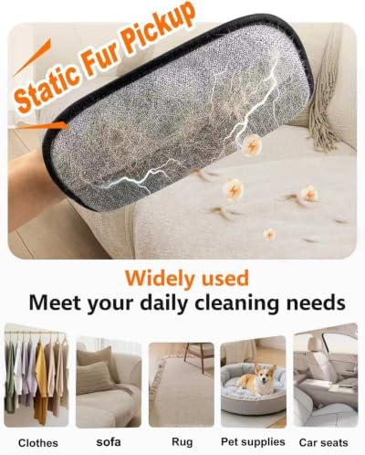 Pet Hair Removal Glove for Cats & Dogs, 3-in-1 Double-Sided Five-Finger Electrostatic Pet Hair Glove, Deshedding Brush & Massage Mitt, Magic Brush Pet Hair Remover Tool for Laundry, Couch, Carpet - Image 4