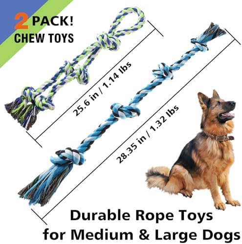 Rope Toy for Dogs, 2 Pack Large Dog Rope Toys for Aggressive Chewers, Heavy Duty Dog Toys for Large Medium Breed, Indestructible Tough Rope Chew Toys Tug of War Dog Toy Teeth Cleaning - Image 2