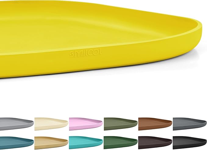 Small Silicone Pet Food Mat with Raised Edge for Food and Water Bowl, Square Dog Feeding Mats, Cat Food Trays for Floor Waterproof, Rubber Tray for Dogs and Cats, 12 x 12 x 0.7 Light Yellow
