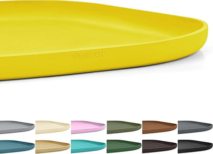 Small Silicone Pet Food Mat with Raised Edge for Food and Water Bowl, Square Dog Feeding Mats, Cat Food Trays for Floor Waterproof, Rubber Tray for Dogs and Cats, 12 x 12 x 0.7 Light Yellow