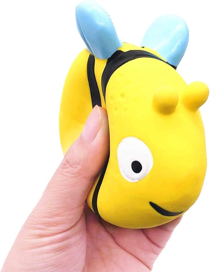 CloverU Dog Squeaky Toys Safe Latex Rubber Dog Chew Molar Toy Interactive Toy for Puppy Small Medium Dogs (Bee)