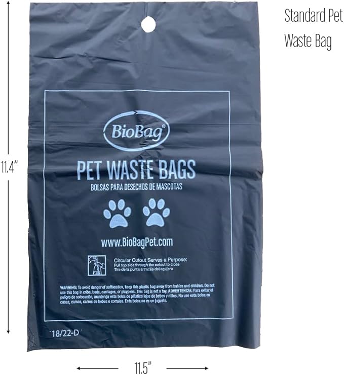 BioBag Premium Pet Waste Bags, Standard Size, 200 Count, Great For All Dog Breeds, Fits in Standard Park Dispensers