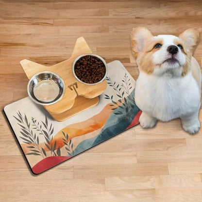 Absorbent Pet Dog Bowl Mat for Food and Water, Pet Cat Food Feeding Mat with Non Slip Rubber Backing, Dog Food Mats for Floors Waterproof, 24"x32" - Image 2
