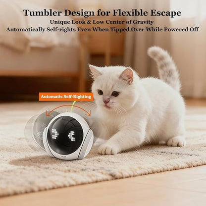 Home Pet Camera Robot with AI - Movable 1080P,Battery-Operated, Night Vision,2-Way Talk, Remote Interaction with App Control Camera for Dog Cat Kids