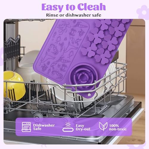 Silicone Lick Mat for Dogs & Cats – Slow Feeder Dog Bowl, Non-Slip Licking Mat for Large & Small Breeds, Puzzle Feeder & Snuffle Mat for Fast Eaters, Interactive Pet Food Mat with Measuring Spoon - Image 6