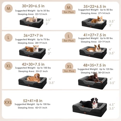 EHEYCIGA Orthopedic Dog Bed for Large Dog, Memory Foam Dog Couch,Grey/Black - Image 5