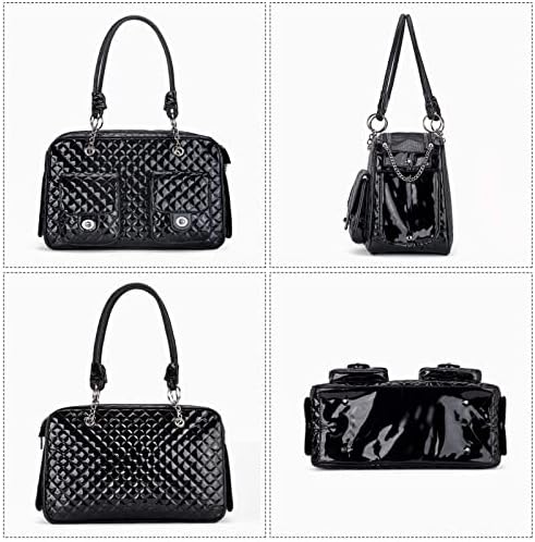 Fashion Pet Carrier Dogs Cat Small Animals Purse Bag, Leather Pet Carriers Dog Puppy Kitten Tote Travel Handbag TSA Airline-Approved - Image 2