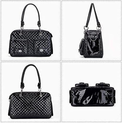 Fashion Pet Carrier Dogs Cat Small Animals Purse Bag, Leather Pet Carriers Dog Puppy Kitten Tote Travel Handbag TSA Airline-Approved - Image 2