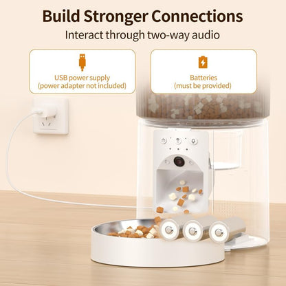 Automatic Cat Feeder, 4.5L Easy Install Pet Food Dispenser, 1080P HD Camera, 5GWIFI with Night Vision, Motion Alarm, Stainless Steel (White) - Image 6