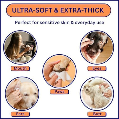 Aurora Pet Wipes – 100% Natural, Plant-Based Hypoallergenic Grooming Wipes for Dogs & Cats – Extra-Durable, Large & Thick for Effortless Cleaning (Unscented, 100 Count) - Image 5