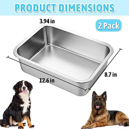 Fhiny 2 PCS Stainless Steel Dog Bowl, 1.2 Gallon Capacity Metal Dog Food & Water Bowls for Medium, Large, X-Large Dogs Indoor & Outdoor Universal Dog Bowl Dishwasher Safe - Image 2