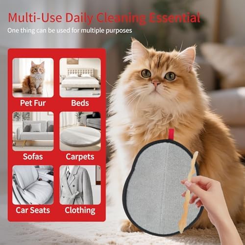 2 PCS Pet Hair Removal Glove, Magic Brush Electrostatic Mitt for Dogs & Cats, Reusable Grooming Gloves - Dog Hair Remover Tool with 5-Finger Design for Couch, Carpet, Clothing & Car Seat(Red) - Image 5
