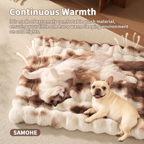 SOMAHE Cat Bed, Plush Faux Fur Kneading Flat Mat - Machine Washable Fluffy Pet Bed for Indoor Cats, Non-Slip Small Kitten Bed, Therapeutic Knead Cat Mat for Couch & Window Sill, 23"×15" Inch,Brown - Image 4