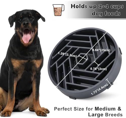 TOBYTO Slow Feeder Dog Bowls Large Medium Breed,Anti-Choking Slow Eating Dog Food Bowl,Non Slip Pet Slower Food Feeding Bowls Large Puzzle Slow Feeder Bloat Stop Maze Dog Dishes,Gray - Image 5