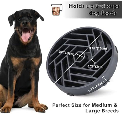 TOBYTO Slow Feeder Dog Bowls Large Medium Breed,Anti-Choking Slow Eating Dog Food Bowl,Non Slip Pet Slower Food Feeding Bowls Large Puzzle Slow Feeder Bloat Stop Maze Dog Dishes,Gray - Image 5