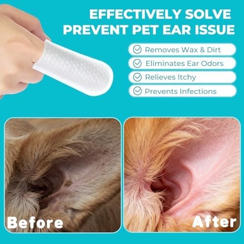 Pet Ear Cleaner Finger Wipes for Dogs, Cats, Alcohol-Free Formula - Image 4